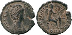 ANCIENT COINS, ROMAN, Mint of Rome unless otherwise stated, Aelia Flacilla (wife of Theodosius I), Æ Follis, minted at Constantinople, AEL FLACCILLA AVG , draped bust, with elaborate headdress, facing