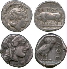 A COLLECTION OF ANCIENT COINS, The Property of a Gentleman, Lucania, Thurium (c.410-400 BC), Silver Stater, head of Athena facing right, wearing a crested Attic helmet ornamented with Skylla , rev Θ O