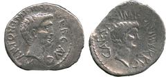 A COLLECTION OF ANCIENT COINS, The Property of a Gentleman, Mark Antony & Octavian, Silver Denarius, Syria(?), 41 BC, M ANTON IMP III VIR R P C , head of Antony facing right , rev CAEAR IMP PONT III V