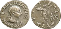 ANCIENT COINS, GREEK, Indo-Greek Kingdom, Menander (c.165-130 BC), Silver Drachm, diademed and draped bust right, rev Athena Alkidemos standing left, holding a shield and hurling a thunderbolt, monogr