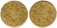 Islamic Coins, Ottoman Empire, Mahmud II, Gold ¼-Cedid Mahmudiye Qustantiniya 1223h, Year 29 (KM 643), Gold ½-Cedid Mahmudiye Qustantiniya 1223h, Year 28 (KM 644), Gold Cedid Mahmudiye Qustantiniya 12