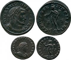 ANCIENT COINS, ROMAN , Æ Folles and AE3s (22), various emperors and mints, including Diocletian, Maximian, Maxentius, Constantine I, Licinius I, all from western mints, mainly London and Treveri. A va