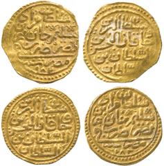 ISLAMIC COINS, OTTOMAN, Murad III, Gold Sultani (2), Misr 982h, 3.45g, 3.35g (Pere 274). First very fine, the second with a flan crack, otherwise good very fine. (2) £80-120