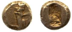 LYDIA AND THE PERSIAN ROYAL COINAGE No.: 5 Estimate: £ 140 Darius I, Siglos 5.38g, kneeling-running figure of the Great King right, crowned, bearded, quiver at shoulder, drawing bow, rev rectangular p