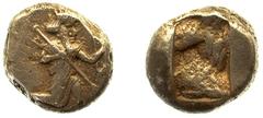 LYDIA AND THE PERSIAN ROYAL COINAGE No.: 7 Estimate: £ 50 Siglos 5.33g, Class IIIa, time of Darius I, kneeling-running figure of the Great King right, two pellets beside beard, crowned, with quiver an