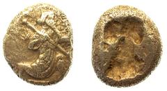 LYDIA AND THE PERSIAN ROYAL COINAGE No.: 14 Estimate: £ 30 Siglos 5.24g, later style, similar figure of Great King, without pellets, drapery in broad swathe at knee, rev rectangular punch with irregul