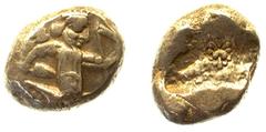 LYDIA AND THE PERSIAN ROYAL COINAGE No.: 21 Estimate: £ 50 Siglos 5.52g, Class IV A, similar, rev rectangular punch with relief symbol, a stylised facing lion's head resembling palmette, no incuse pun