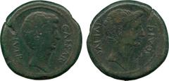 ANCIENT COINS, ROMAN, Octavian, Æ, Italy, 38 BC, CAESAR DIVI F , bare head of Octavian facing right, rev DIVOS IVLIVS , laureate head of Julius Caesar facing right, 22.45g, 12h (Cr 535/1). Attractive 