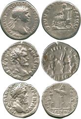 ANCIENT COINS, ROMAN, Septimius Severus (AD 193-211), Silver Denarii (2), rev LEG XIIII GEM M V TR P COS , legionary eagle between two standards (RIC 14); Trajan (AD 98-117), Silver Denarius, rev DIVV