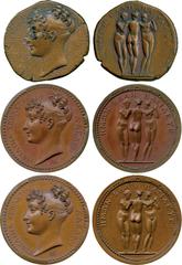 WORLD COMMEMORATIVE MEDALS, The Bonaparte Sisters, Princess Paulina Borghese (1780-1825), complimentary small Copper Medals (2), 1808, by B Andrieu, head of Paulina left, hair tied up, rev the Three G