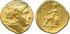 ANCIENT COINS, Greek, Kingdom of Thrace, Lysimachos (323-281 BC), Gold Stater, mint of Pella, struck c.286/5-282/1 BC, diademed head of Alexander the Great facing right, wearing the horn of Ammon, rev