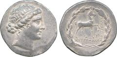 ANCIENT COINS, Greek, Aiolis, Kyme (c.165-140 BC), Silver Tetradrachm, Magistrate Metrophanes, head of the Amazon Kyme fa cing right, her hair bound with a taenia, rev KYMAI Ω N , horse standing right
