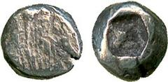 ANCIENT COINS, Greek, Ionia (c.670 BC), Electrum 1/24-Stater, striated surface, rev incuse punch, 0.46g (SNG Kayhan 682; We idauer 9 var). One of the very first coins to bear an obverse design, good v