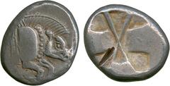 ANCIENT COINS, Greek, Lycia, Uncertain Dynast (c.480-440 BC), Silver Stater, forepart of a boar facing right, rev crossed lines within an incuse punch, 9.09g (SNG von Aulock 4054; Falghera 2). Small t