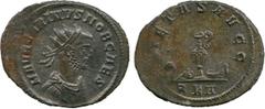 ANCIENT COINS , Roman, Carinus (AD 283-285), Billon Antoninianus, struck as Caesar, AD 282, M AVR CARINVS NOB CAES , radiate, draped and cuirassed bust facing right, PIETAS AVGG , pontifical emblems, 