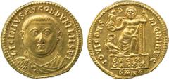 ANCIENT COINS , Roman, L icinius I (AD 308-324), Gold Aureus, mint of Nicomedia, struck AD 321-322, LICINIVS AVG OB D V FILI I SVI , draped and cuirassed bust facing, rev IOVI CONS LICINI AVG , Jupite