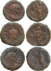 ANCIENT COINS, ROMAN, Alexandrian Bronze Tetradrachms (3), Probus (276- 282 AD), Carinus (283-285 AD) and Maximian (286-310 AD) (S 12137 var, 12379, 13332 var). Generally good fine. (3) £30-50