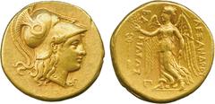 THE ALFRED FRANKLIN COLLECTION OF ANCIENT COINS, GREEK GOLD , Kingdom of Macedon, Alexander III, The Great (336-323 BC), Gold Stater, mint of Tarsos, struck c.323- 317 BC, head of Athena facing right,