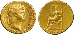 THE ALFRED FRANKLIN COLLECTION OF ANCIENT COINS, ROMAN GOLD , Nero (AD 54-68), Gold Aureus, struck AD 66-67, NERO CAESAR AVGVSTVS , bearded and laureate head facing right, rev SALVS (in exergue), Salu
