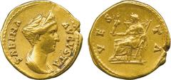 THE ALFRED FRANKLIN COLLECTION OF ANCIENT COINS, ROMAN GOLD , Sabina (wife of Hadrian), Gold Aureus, SABINA AVGVSTA , draped bust facing right, wearing a stephane, rev VES-TA , Vesta seated left, hold