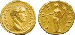 THE ALFRED FRANKLIN COLLECTION OF ANCIENT COINS, ROMAN GOLD , Antoninus Pius (AD 138-161), Gold Aureus, struck AD 148-149, ANTONINVS AVG PIVS PP TR P XII , bare head facing right, with drapery on left