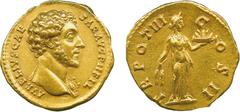 THE ALFRED FRANKLIN COLLECTION OF ANCIENT COINS, ROMAN GOLD , Marcus Aurelius (AD 138-161), Gold Aureus, struck AD 148-149, AVRELIVS CAESAR AVG PII F , bust facing right, aegis on left shoulder, rev T