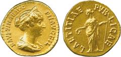THE ALFRED FRANKLIN COLLECTION OF ANCIENT COINS, ROMAN GOLD , Faustina Junior (wife of Marcus Aurelius), Gold Aureus, struck under Antoninus Pius, AD 138-161, FAVSTINAE AVG PII AVG FIL , draped bust f