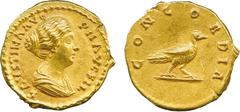 THE ALFRED FRANKLIN COLLECTION OF ANCIENT COINS, ROMAN GOLD , Faustina Junior (wife of Marcus Aurelius), Gold Aureus, struck AD 154-155, FAVSTINA AVG PII AVG FIL , draped bust facing right, hair waved