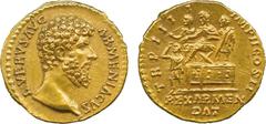 THE ALFRED FRANKLIN COLLECTION OF ANCIENT COINS, ROMAN GOLD , Lucius Verus (AD 161-169), Gold Aureus, struck AD 163-164, L VERVS AVG ARMENIACVS , bare head facing right, rev TR P IIII IMP II COS II / 