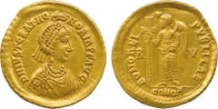THE ALFRED FRANKLIN COLLECTION OF ANCIENT COINS, ROMAN GOLD , Justa Gratia Honoria (sister of Valentinian III), Gold Solidus, mint of Ravenna, struck c. AD 430-445, D N IVST GRAT HO NORIA P F AVG , pe