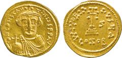 THE ALFRED FRANKLIN COLLECTION OF ANCIENT COINS, BYZANTINE GOLD , Constans II (AD 641-668), Gold Solidus, dN CONSTAN-TINUS PP AV , bust facing, with short beard, wearing a crown and chlamys, holding a
