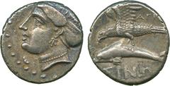 THE ALFRED FRANKLIN COLLECTION OF ANCIENT COINS, GREEK SILVER COINS, Paphlagonia, Sinope (c.330-300 BC), Silver Drachm, Magistrate Agreos, head of nymph facing left, her hair in sakkos, wearing a pend