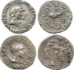 ANCIENT COINS, GREEK, Indo-Greek Kingdom, Menander (c.165-130 BC), Silver Drachm, diademed and draped bust right, rev Ath ena Alkidemos; Hermaios & Kalliope (c.90-70 BC), Silver Drachm, jugate busts, 