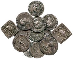 ANCIENT COINS, GREEK, Indo-Greek Kingdom, Silver Drachms (13), various Kings, including Apollodotos I (c.174-165 BC), Antimachos II (c.174-165 BC), Menander (c.165-130 BC) , Strato I (c.125-110 BC), A