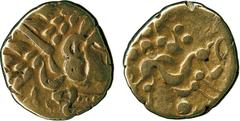 ANCIENT COINS, ANCIENT BRITISH, Celtic Gold, Gallo-Belgic import C, Ambiani, Gold Stater, 6.38g, c.100-50 BC, broad flan, devolved Apollo head right, rev crude, sinuous horse right, eye-shape before, 