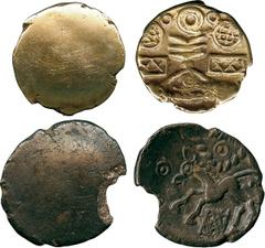 ANCIENT COINS, ANCIENT BRITISH, Celtic Gold, Cantiaci, uniface Gold ¼-Stater, trophy type, 1.22g, c.60-50 BC, blank obverse, rev stylised Roman trophy, latticed rectangles and circles at sides, rings 