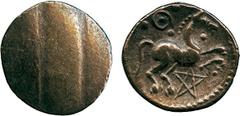 ANCIENT COINS, ANCIENT BRITISH, Celtic Gold, Ca ntiaci, Dubnovellaunos (attr., c.25 BC - AD 5), Gold ¼-Stater, 1.15g, plain obverse with two incuse bands, rev horse right, pellet in circle within grou