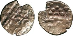 ANCIENT COINS, ANCIENT BRITISH, Celtic Gold, Iceni, British J, Norfolk wolf type, Gold Stater, 5.63g, c.60-50 BC, devolved Apollo head wreath pattern, rev wolf left, bird on back, crescent and pellets