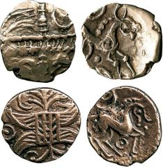 ANCIENT COINS, ANCIENT BRITISH, Celtic Gold, Iceni, Gold ¼-Stater, Snettisham type, 1.05g, c.60-50 BC, devolved Apollo head pattern, rev horse right, pellet below, part of pellets within rings above a