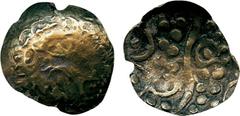 ANCIENT COINS, ANCIENT BRITISH, Celtic Gold, Corieltauvi, Gold ¼-Stater, ‘Lindsey Scyphate’ type, 0.99g, late 1st Century BC, weak, devolved boar design left, rev part of S-shaped ornament, arcs, pell