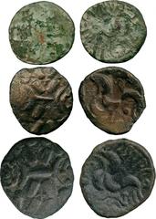 ANCIENT COINS, ANCIENT BRITISH, Celtic Gold, Corieltauvi, Vepo (c. AD 15-40), ‘Base Gold’ Stater, 3.79g, devolved Apollo head wreath pattern, rev disjoint ed horse left, pellets in field, no legend vi