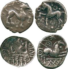 ANCIENT COINS, ANCIENT BRITISH, Celtic Silver and Base Metal, Cantiaci, Dubnovellaunos (c.25 BC - AD 5), Silver Unit, 1.07g, head left, DBV(N) on left, rev Pegasus right, star over, pellet in circle b