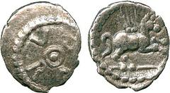 ANCIENT COINS, ANCIENT BRITISH, Celtic Silver and Base Metal, Regini and Atrebates, Caratacus (c. AD 40-43), Silver Minim, 0.28g, central pellet in ring, CARA around, rev pegasus right (ABC 1379; VA 5