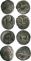 ANCIENT COINS, ANCIENT BRITISH, Celtic Silver and Base Metal, Iceni, Silver Unit, 0.99g, late 1st Century BC, large crude head right, rev horse right, wheel and pellet in circle above, pellet below ta