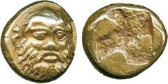 ANCIENT COINS, GREEK COINS, Ionia, Phokaia (c.521-478 BC), Electrum Hekte, bearded head of Selinos facing, wearing an ivy-wreath, a small seal swimming upwards on left , rev quadripartite incuse squar