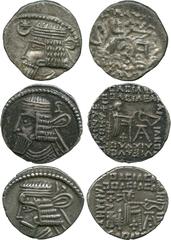 ANCIENT COINS, THE DAVID SELLWOOD COLLECTION OF PARTHIAN COINS (PART FOUR), Vologases I (c. AD 50-77/8), Silver Drachms (3), bust left with medium, rectangular but tapering beard, wearing double bande