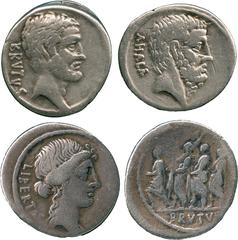 ANCIENT COINS, ROMAN COINS, M. Iunius Brutus (54 BC), Silver Denarius, head of Libertas facing right , rev The Consul L. Iunius Brutus walking left, between two lictors and preceded by an accensus (Cr