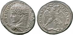 ANCIENT COINS, ROMAN COINS, Caracalla (AD 198-217), Silver Tetradrachm, minted at Antioch, struck AD 215-7, laureate, draped and cuirassed bust facing left , rev eagle standing facing, head right, on 