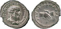ANCIENT COINS, ROMAN COINS, Pupienus (AD 238), Silver Antoninianus, IMP CAES PVPIEN MAXIMVS AVG , radiate, draped and cuirassed bust facing right , rev PATRES SENATIVS , clasped right hands, 4.68g, 12