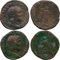 ANCIENT COINS, ROMAN COINS, Pupienus (AD 238), Æ Sestertii (2), laureate, draped and cuirassed bust facing right, rev Pax, rev Victory. First about very fine, the second fine . (2) £200-250